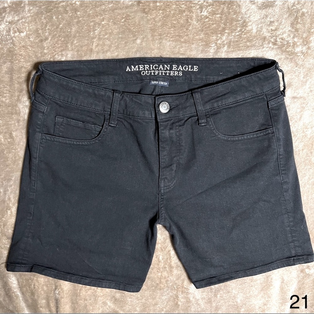 American Eagle Midi Jean Shorts Super Stretch BLACK (12)